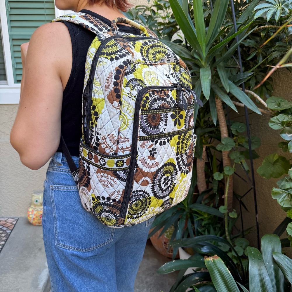 Large Multicolored Vera Bradley Floral Quilted Backpack